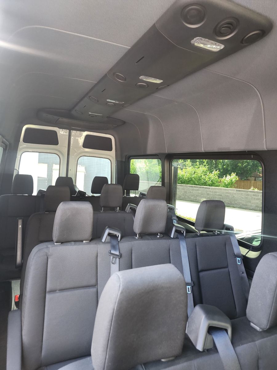 Full interior cabin view of Alpha and Omega Transportation Sprinter